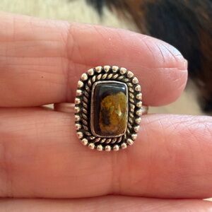 ❤️ Black Jack Turquoise Sterling Silver Ring Sz 8 Unisex Navajo Style Ring